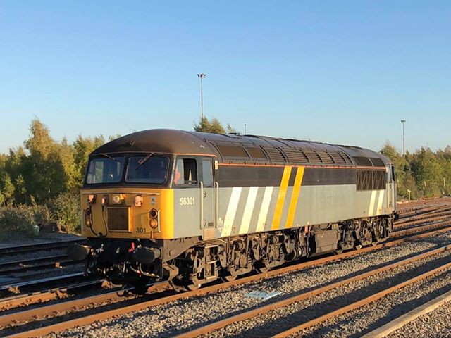 56301 passes Toton on 9th October 2018, working the 0M56 1615 Leicester LIP - Peak Forest Cemex Sidings. Thanks to Anonymous for the image.